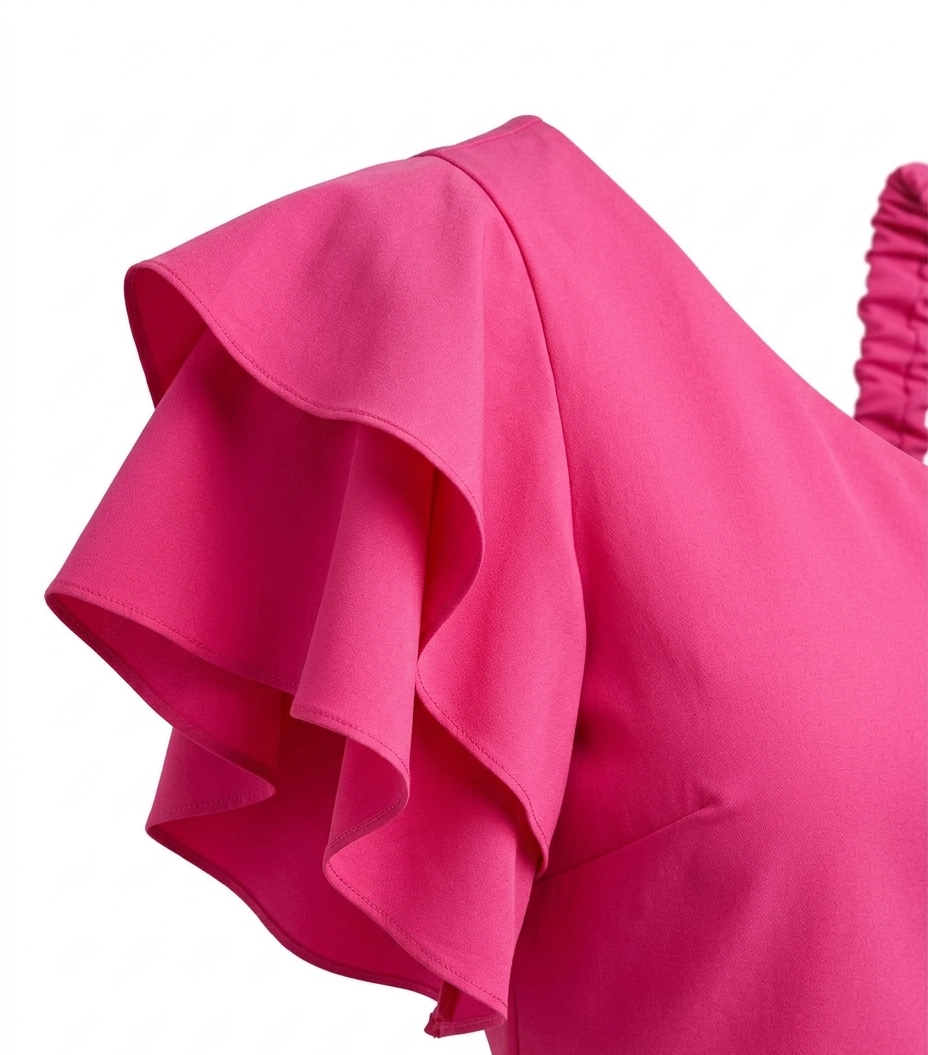 Girls Hot Pink One Shoulder Co-Ord Set with Skirt