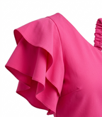 Girls Hot Pink One Shoulder Co-Ord Set with Skirt