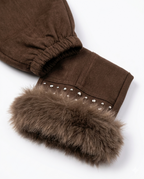 Girls Brown Fur Vest & Wide Leg Pants Winter Co-ord Set