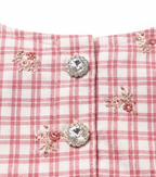 Girls Pink Checkered Cotton Pinafore Dress