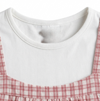 Girls Pink Checkered Cotton Pinafore Dress