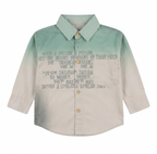 Boys Mint Green Ombre Printed Full Sleeve Cotton Shirt