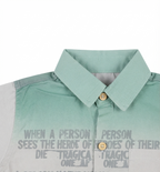 Boys Mint Green Ombre Printed Full Sleeve Cotton Shirt