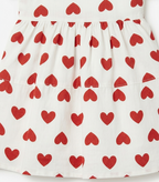 Girls White Heart Print Pinafore Dress