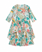Girls Multicolor Printed Layered Ethnic Dress
