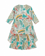 Girls Multicolor Printed Layered Ethnic Dress