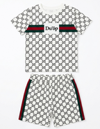 Boys White Printed T-Shirt with Matching Shorts