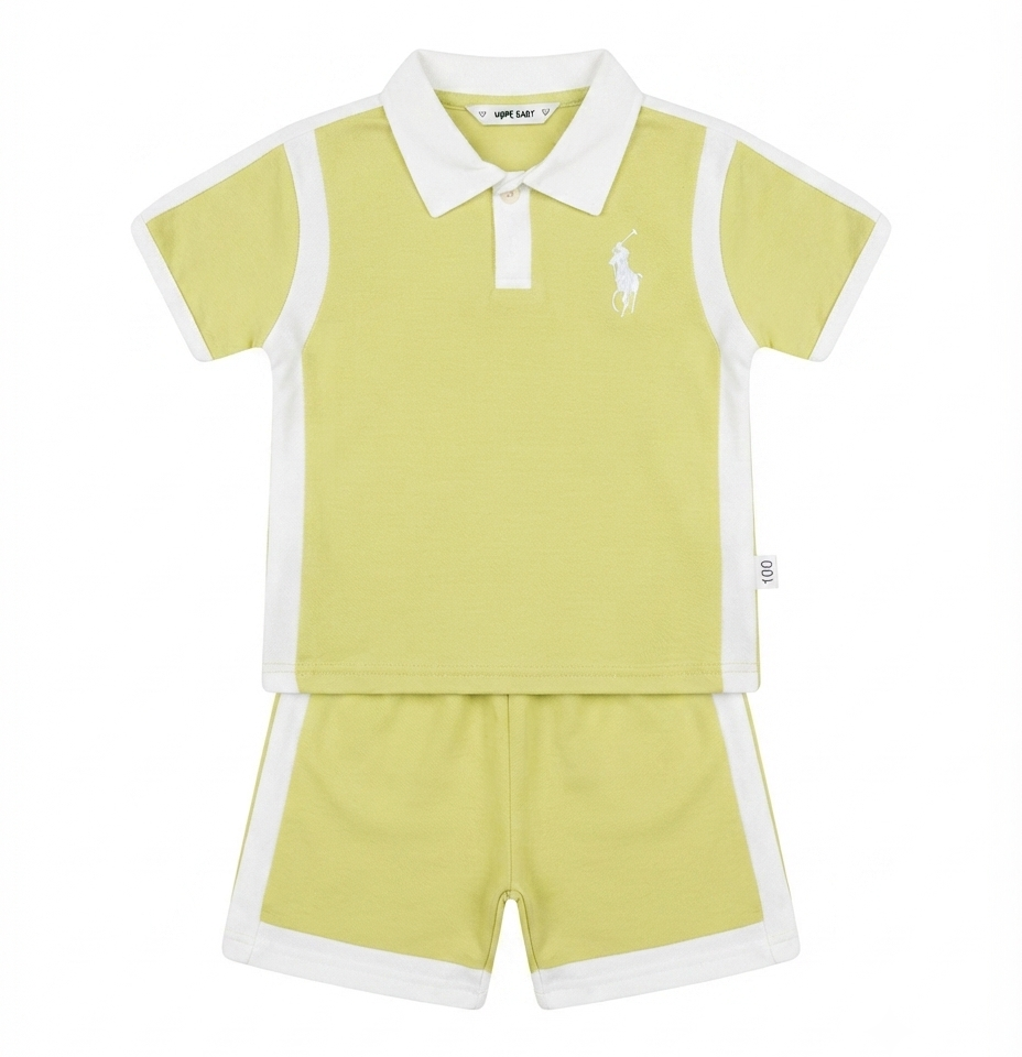Boys Yellow Polo T-Shirt & Shorts Co-Ord Set