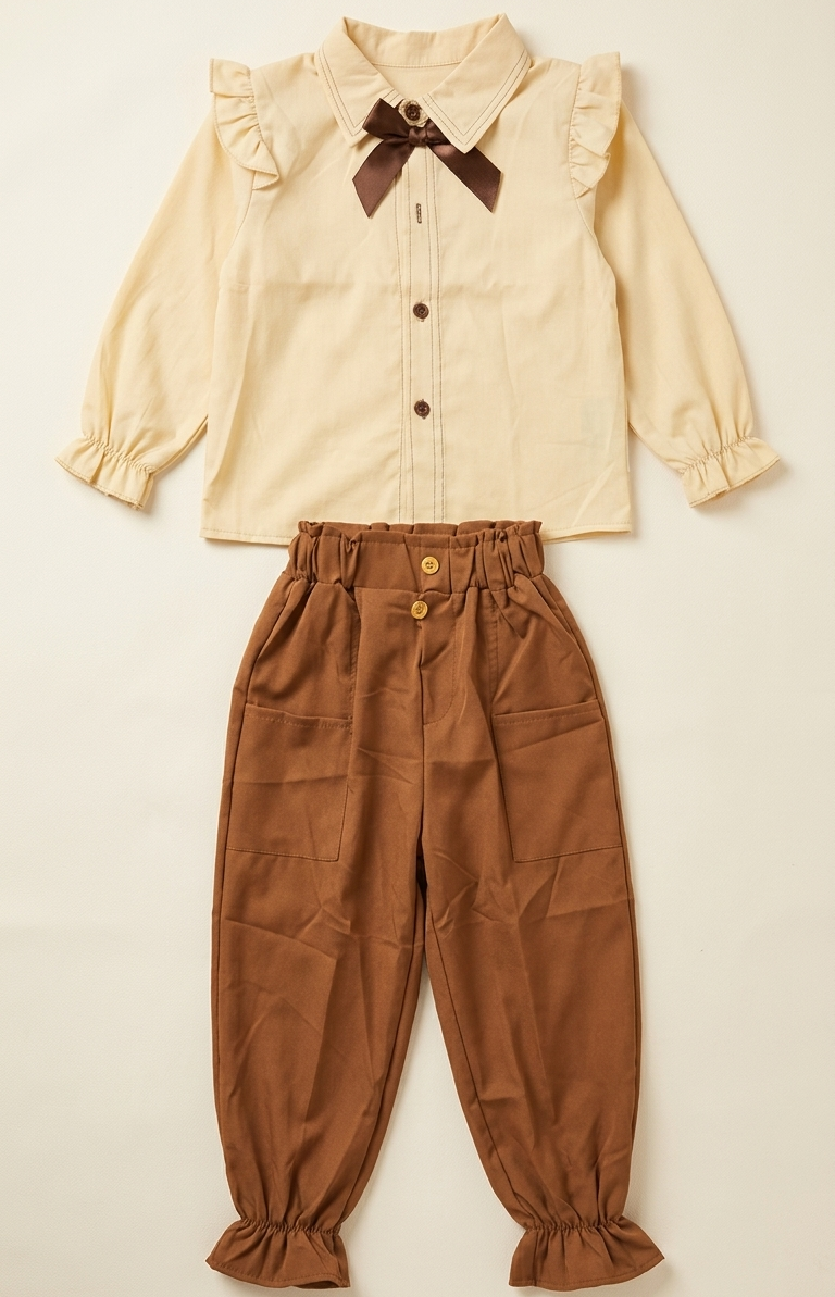 Girls Bow Shirt & Cargo Pants Set