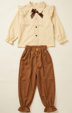 Girls Bow Shirt & Cargo Pants Set