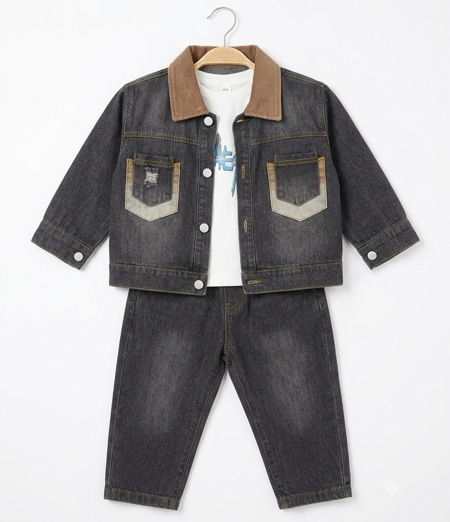 Boys Denim Jacket & Jeans 3 Piece Set