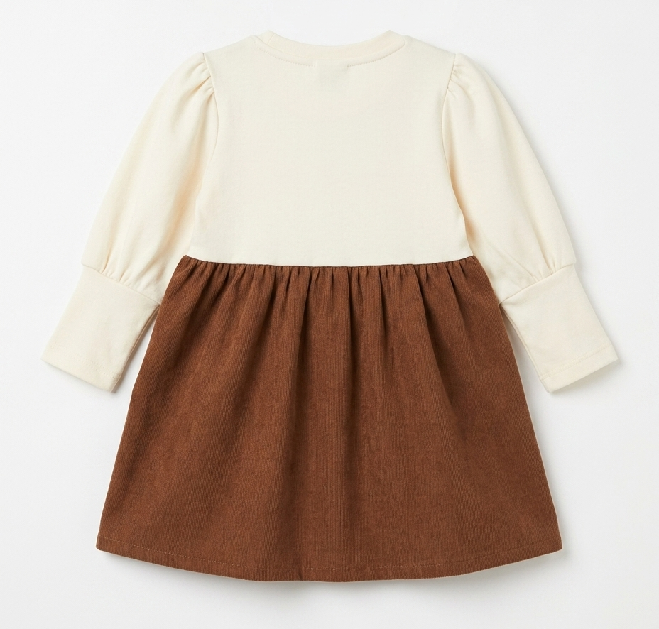 Girls Brown Pinafore Dress with Full Sleeve Top