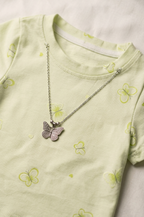 Girls Light Green Butterfly T Shirt and Shorts
