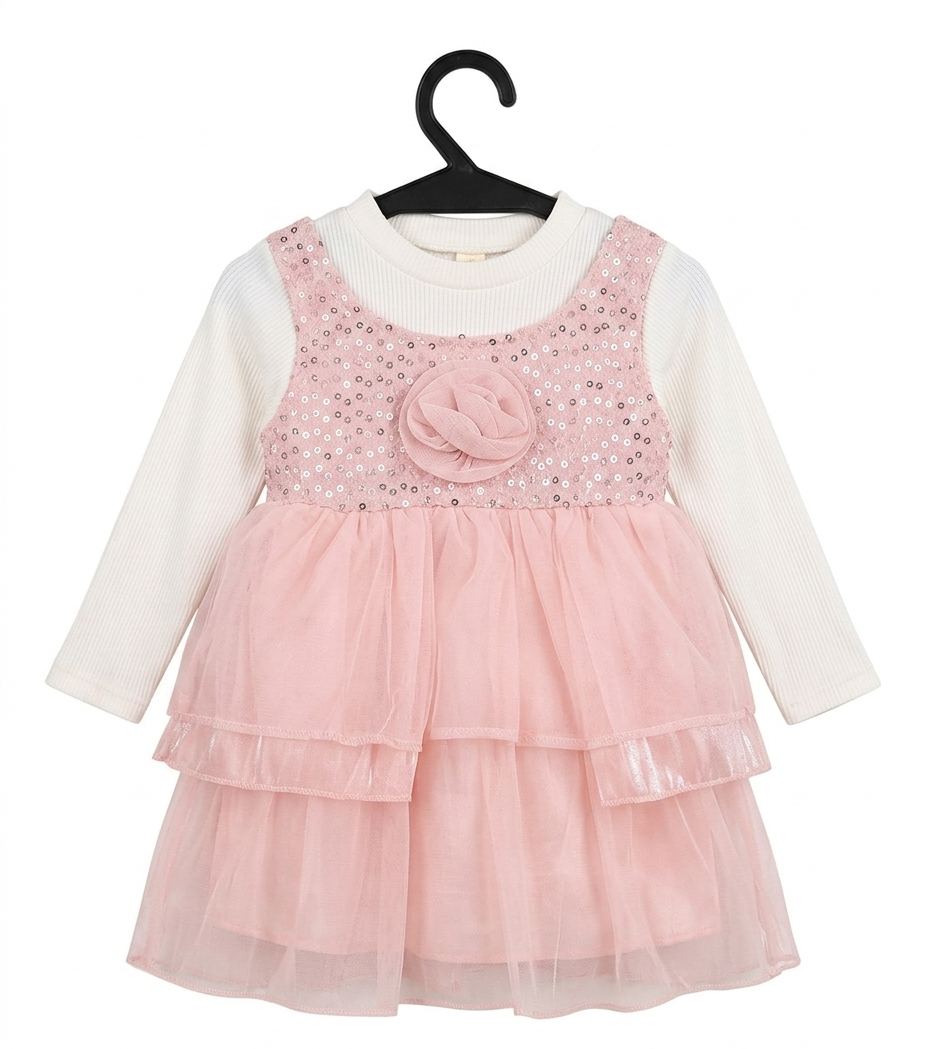 Girls Pink Layered Party Dress