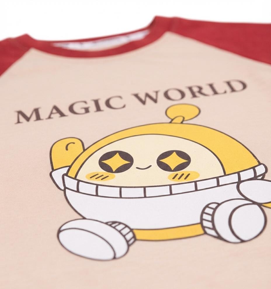 Boys Magic World Print T-Shirt & Shorts Set with Matching Sling Bag