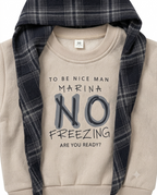 Boys Printed Sweatshirt with Checked Scarf & Denim Jeans
