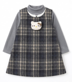 Girls Grey Check Dress with High Neck Top