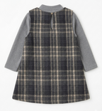 Girls Grey Check Dress with High Neck Top