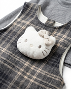Girls Grey Check Dress with High Neck Top