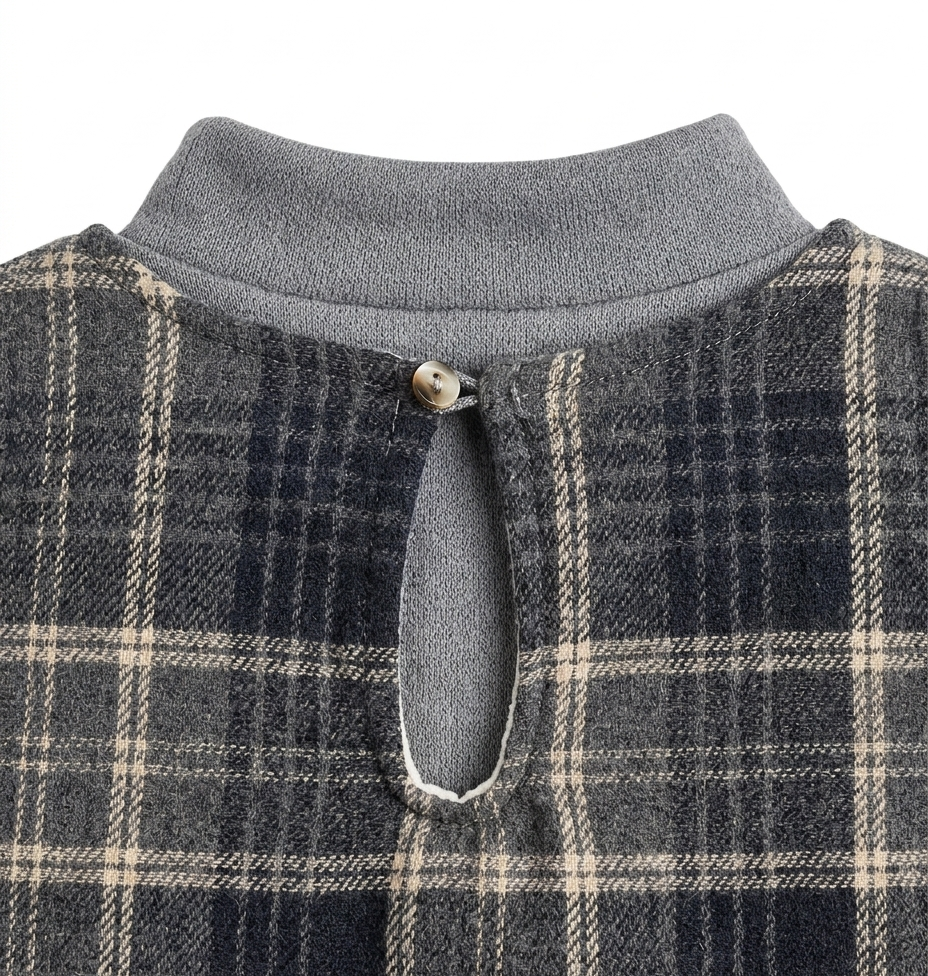 Girls Grey Check Dress with High Neck Top