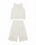 Girls White Embroidered Cotton Co-Ord Set