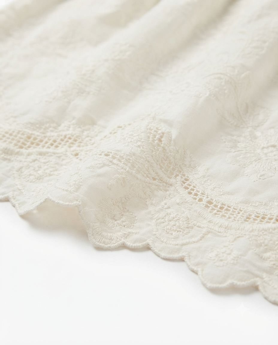 Girls White Embroidered Cotton Co-Ord Set