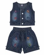 Girls Dark Blue Denim Co-Ord Set