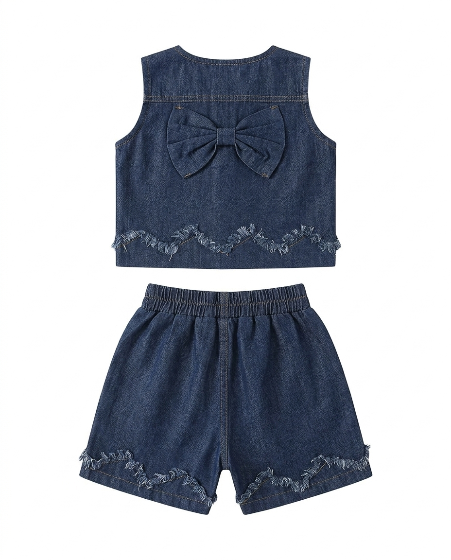 Girls Dark Blue Denim Co-Ord Set