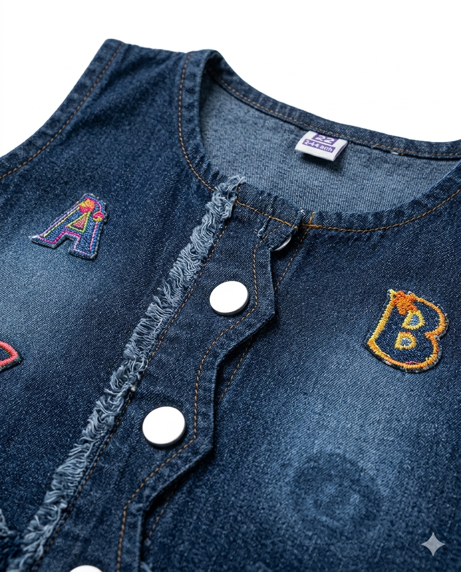 Girls Dark Blue Denim Co-Ord Set