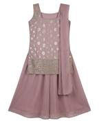Girls Pink Party Wear Kurta Palazzo with Dupatta