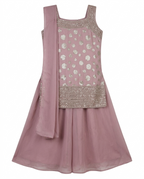 Girls Pink Party Wear Kurta Palazzo with Dupatta
