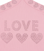 Girls Pink Rhinestone Love Cross Strap Ribbed Crop Top