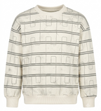 Boys Cream Geometric Printed Full Sleeve Sweatshirt