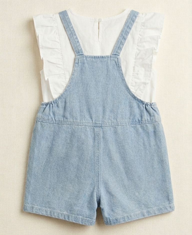 Girls Light Blue Denim Dungree