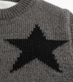 Boys Grey Star Print Sweater Vest with Full Sleeve T-Shirt