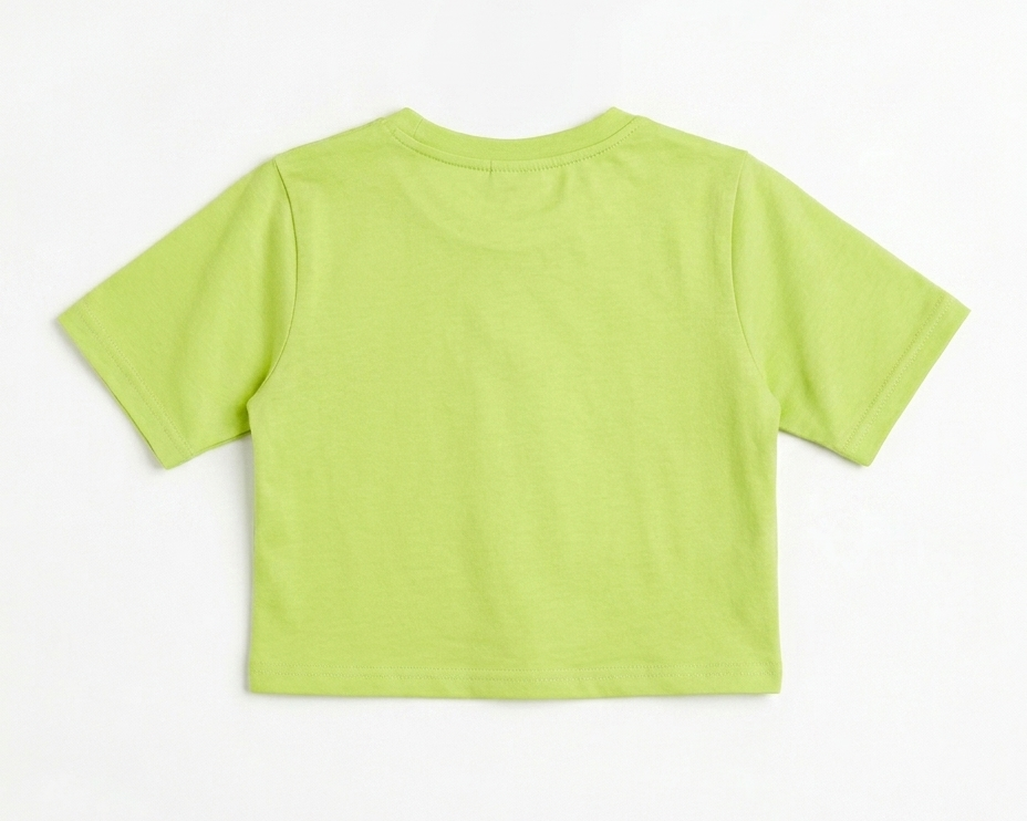 Girls Neon Green Butterfly Print Crop T-Shirt