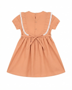 Girls Peach Lace Frill Cotton Fit & Flare Dress