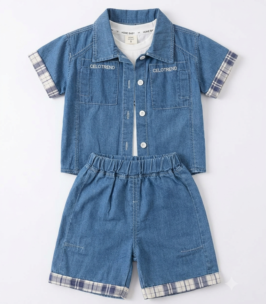 Boys Blue Shirt & Shorts Co-Ord Set
