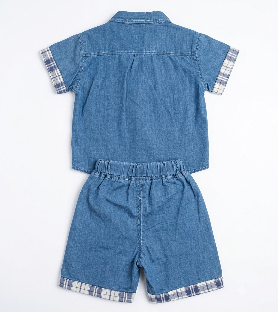 Boys Blue Shirt & Shorts Co-Ord Set