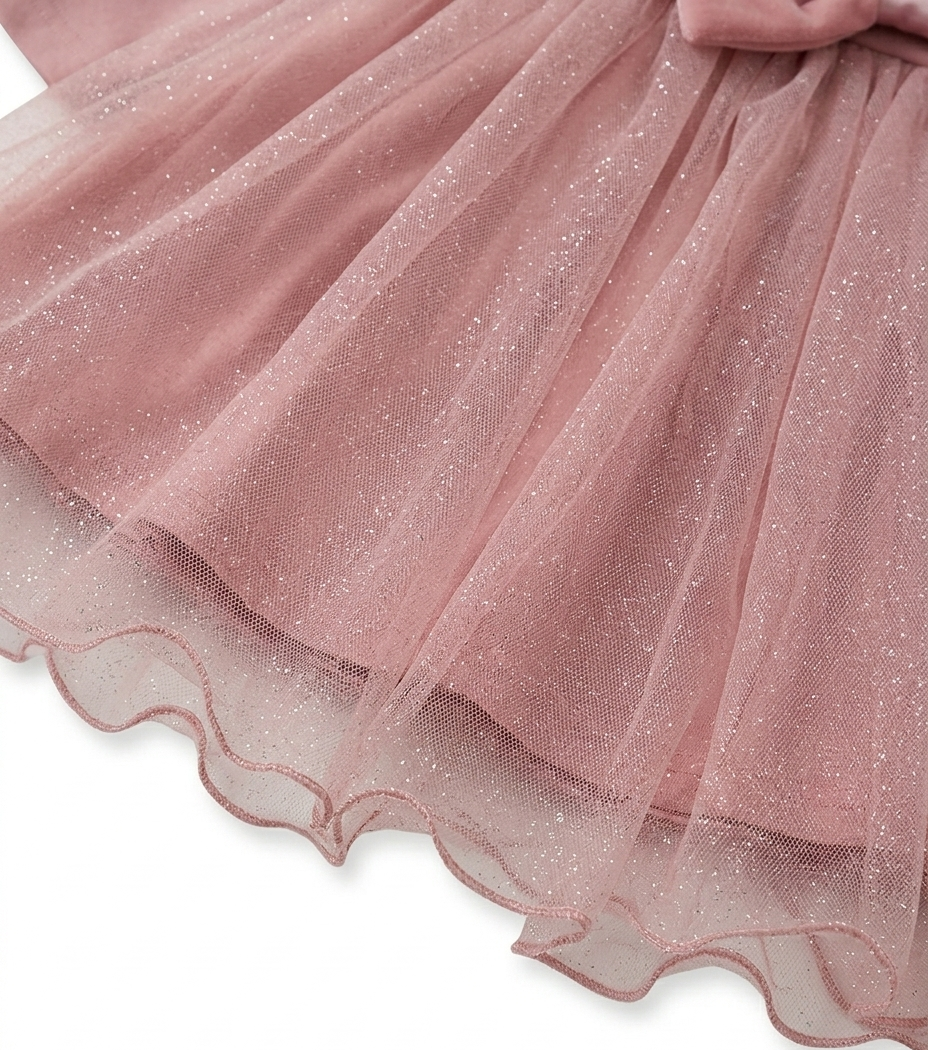Girls Pink Bow Party Wear Dress