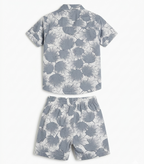 Boys Grey Tropical Leaf Print Shirt & Shorts Co-Ord Set
