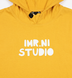 Boys Yellow Hooded Cotton T-Shirt with Graphic Print