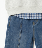 Boys Grey Sweatshirt & Blue Denim Pant Clothing 3 Piece Set