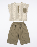 Boys Printed Cotton Shirt & Shorts Co-Ord Set