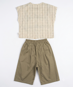 Boys Printed Cotton Shirt & Shorts Co-Ord Set