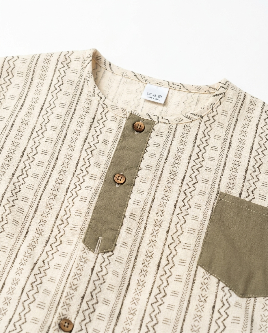 Boys Printed Cotton Shirt & Shorts Co-Ord Set