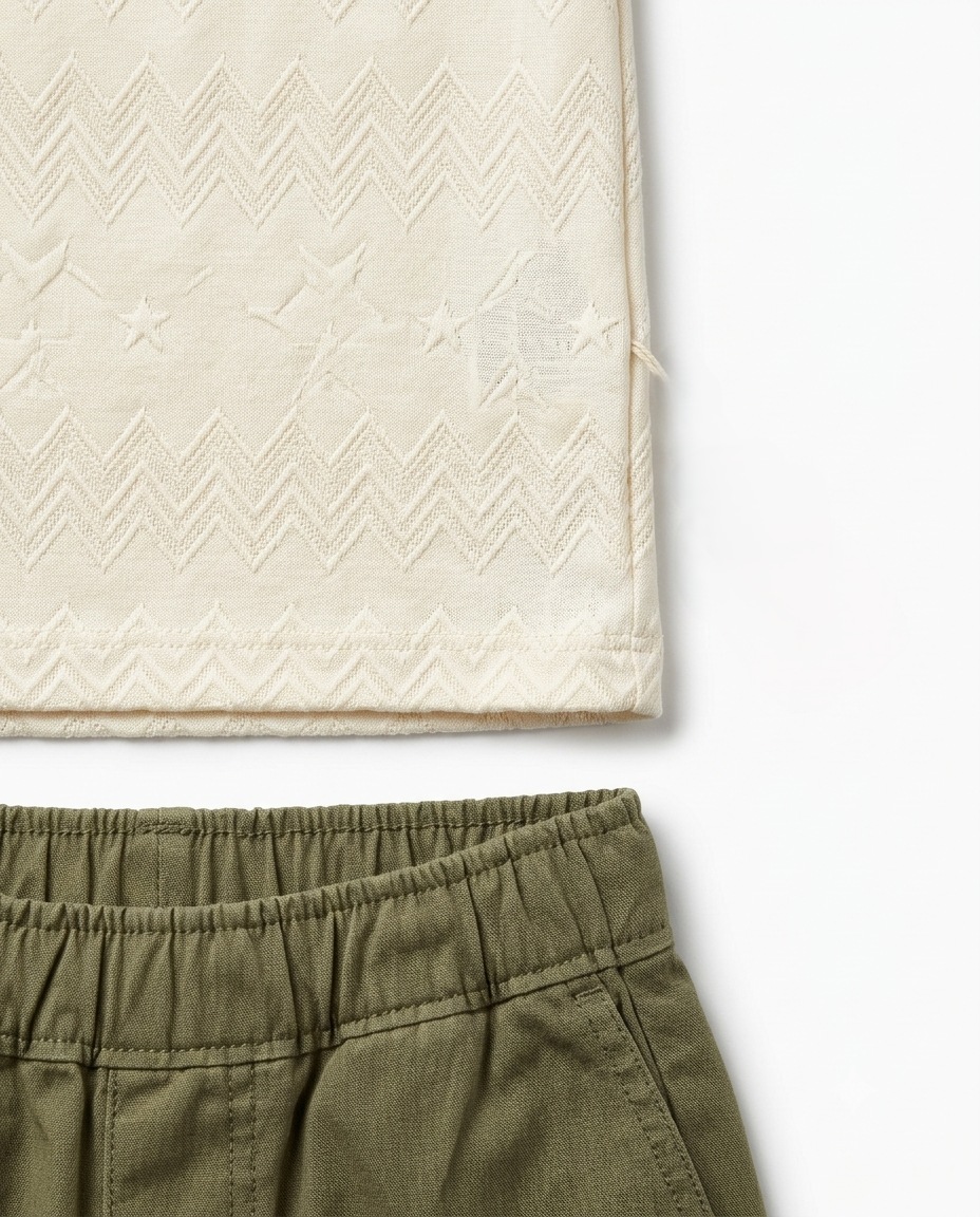 Boys Printed Cotton Shirt & Shorts Co-Ord Set