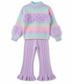 Girls Rainbow Sweater & Knit Pants Set