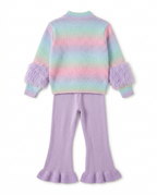 Girls Rainbow Sweater & Knit Pants Set