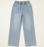 Girls Light Wash Straight Leg Denim Pants
